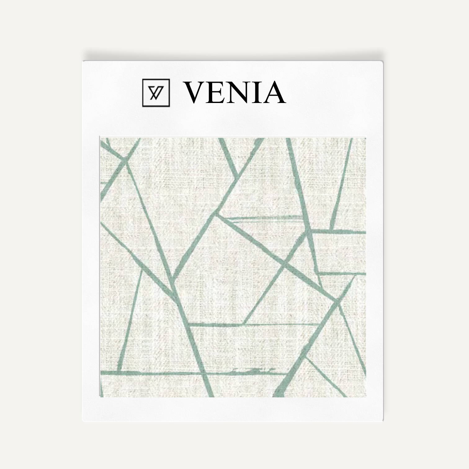 Ivory and jade green modern shard upholstery fabric swatch by Venia Home