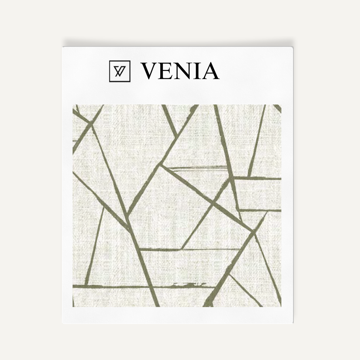 Ivory and olive modern shard upholstery fabric swatch by Venia Home