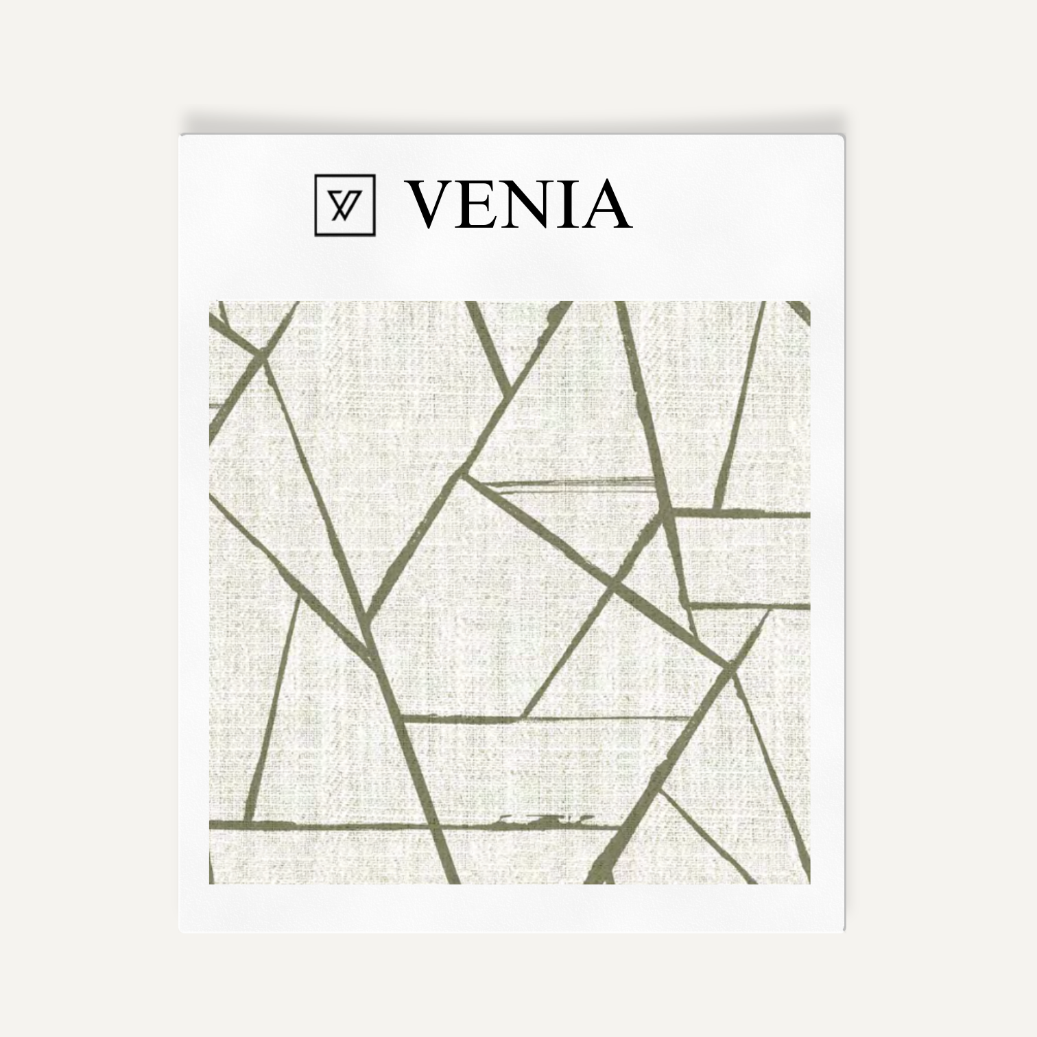 Ivory and olive modern shard upholstery fabric swatch by Venia Home