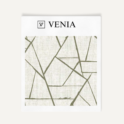 Ivory and olive modern shard upholstery fabric swatch by Venia Home