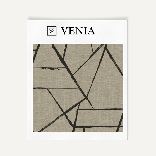 Taupe and black modern shard upholstery fabric swatch by Venia Home