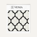 Ivory and black Moorish trellis upholstery fabric swatch by Venia Home