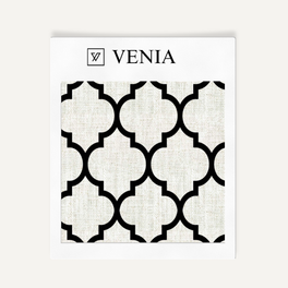 Moorish Trellis Fabric - Ivory with Black detail