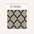 Taupe with black detail Moorish trellis upholstery fabric swatch by Venia Home