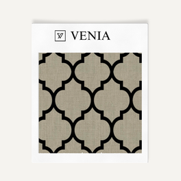 Moorish Trellis Fabric - Taupe with Black detail