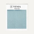 Mosaic Blue outdoor fabric swatch in teal and white pinwheel geometric weave