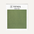 Mosaic Green outdoor fabric swatch in green pinwheel geometric weave