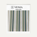 Nautical Marine outdoor fabric swatch in taupe, navy and green multi-tone stripe weave