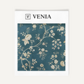 Teal Neerja floral upholstery fabric swatch by Venia Home