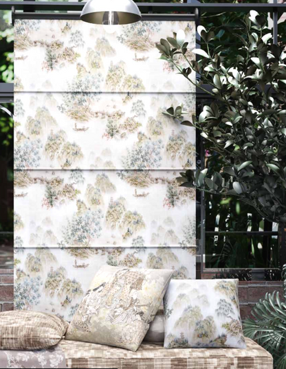 Noa and Sansui Japanese Shibui fabric styled together