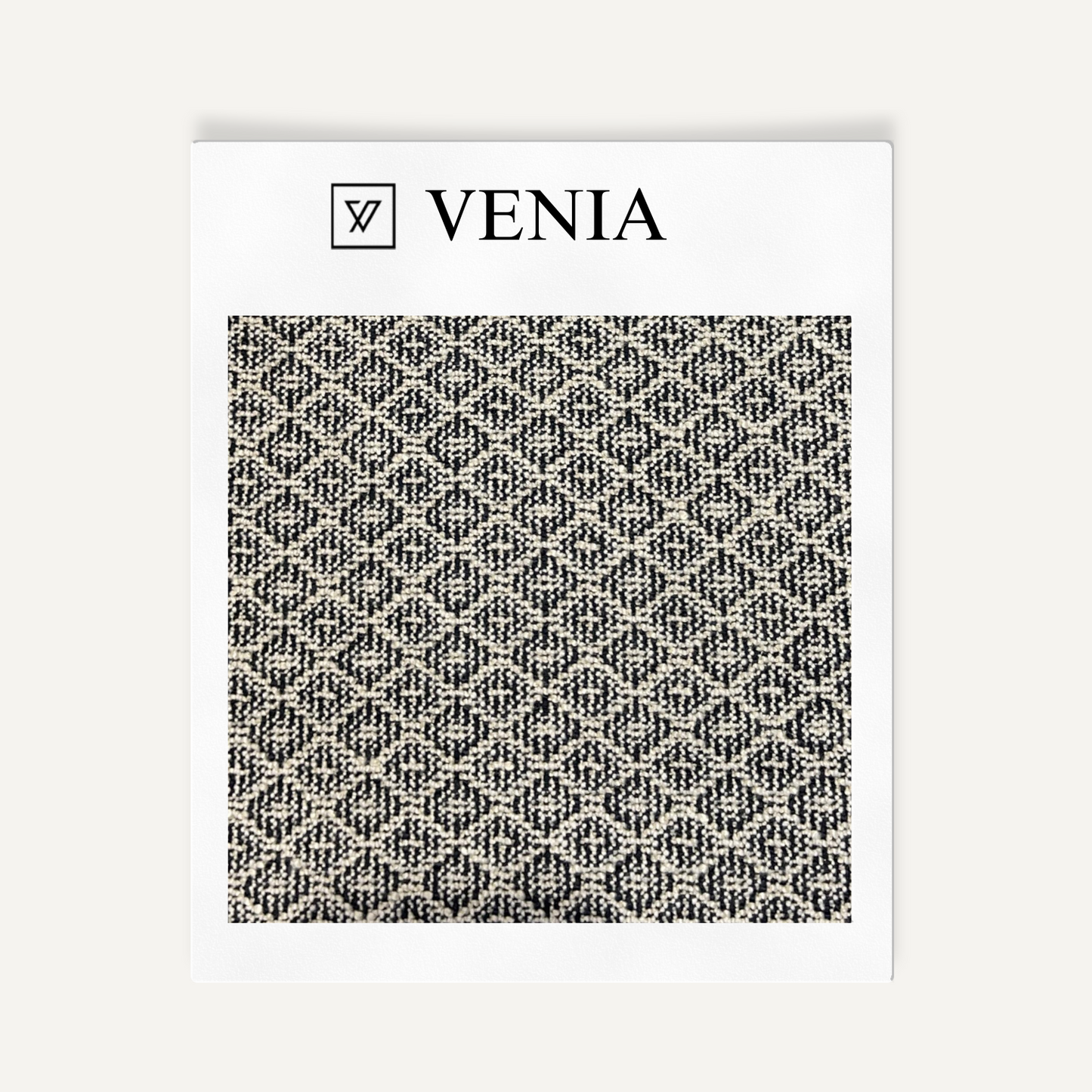 Noir weave black and white upholstery fabric swatch by Venia Home
