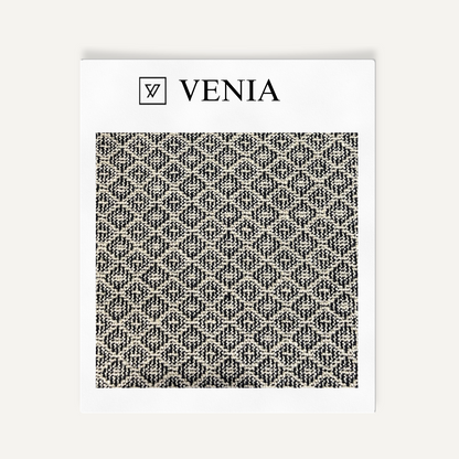 Noir weave black and white upholstery fabric swatch by Venia Home