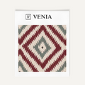 Cranberry and grey nomad diamond upholstery fabric swatch by Venia Home