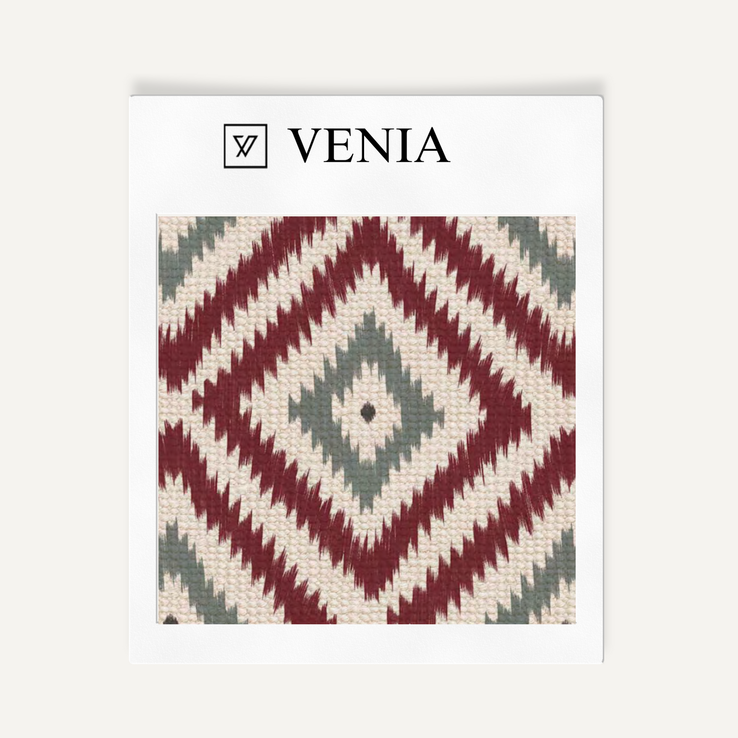 Cranberry and grey nomad diamond upholstery fabric swatch by Venia Home