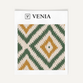 Mustard and green nomad diamond upholstery fabric swatch by Venia Home