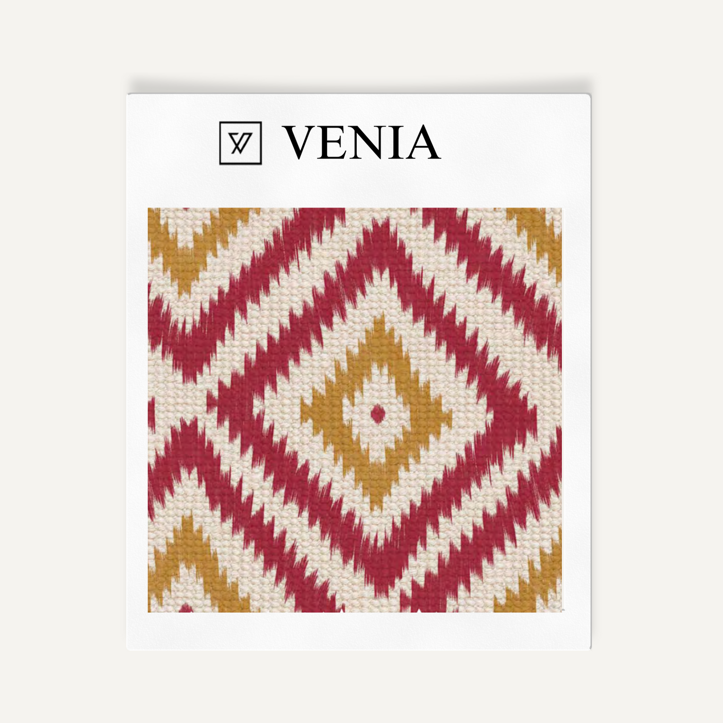 Red and mustard nomad diamond upholstery fabric swatch by Venia Home