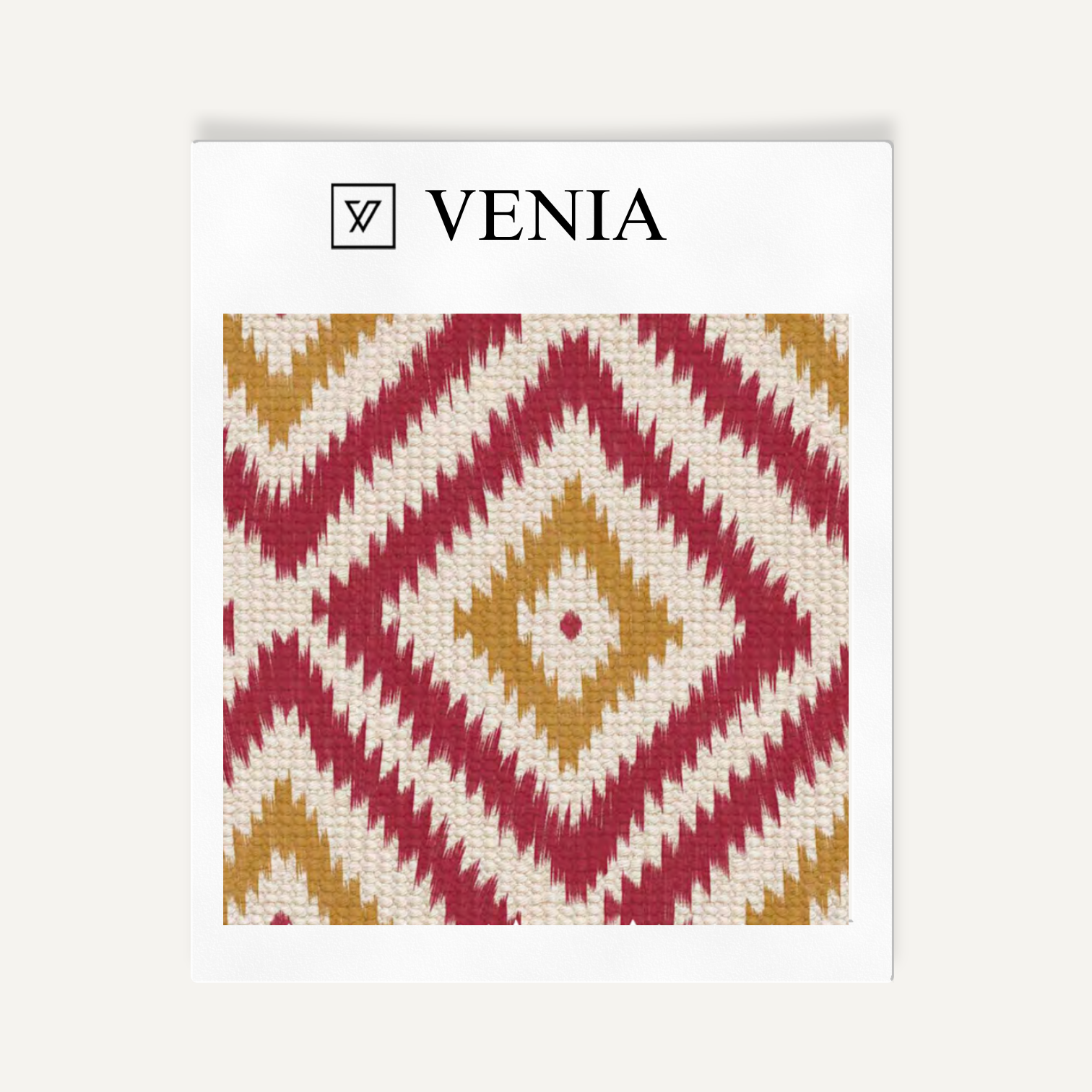 Red and mustard nomad diamond upholstery fabric swatch by Venia Home