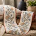 Orange rose embroidered trim swatch by Venia Home
