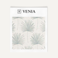 Aqua palm vista upholstery fabric swatch by Venia Home