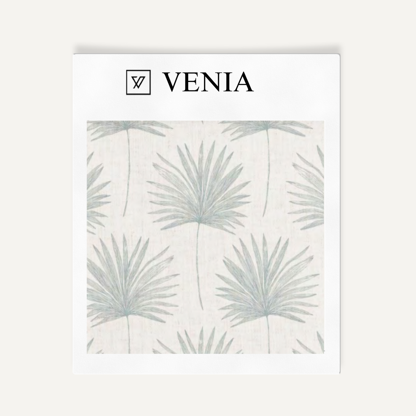 Aqua palm vista upholstery fabric swatch by Venia Home