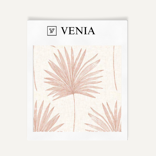 Blush palm vista upholstery fabric swatch by Venia Home