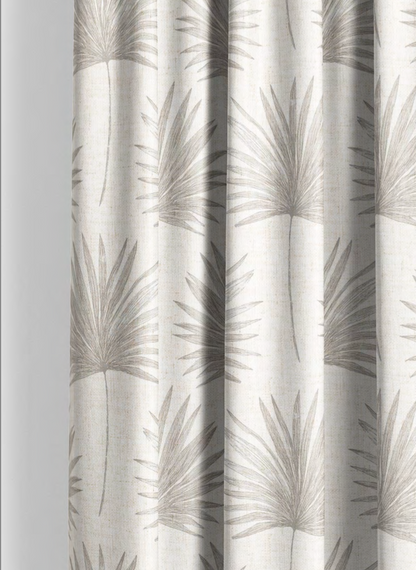 Close-up detail of charcoal palm vista fabric