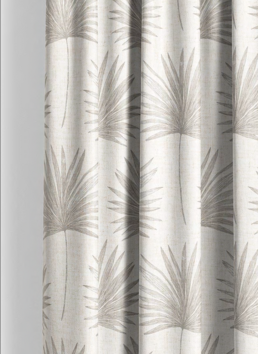 Close-up detail of charcoal palm vista fabric
