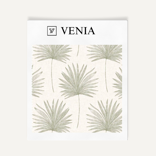 Olive palm vista upholstery fabric swatch by Venia Home