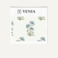 Aqua pansy cluster upholstery fabric swatch by Venia Home