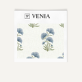 Blue pansy cluster upholstery fabric swatch by Venia Home