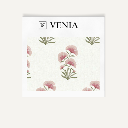 Pink pansy cluster upholstery fabric swatch by Venia Home