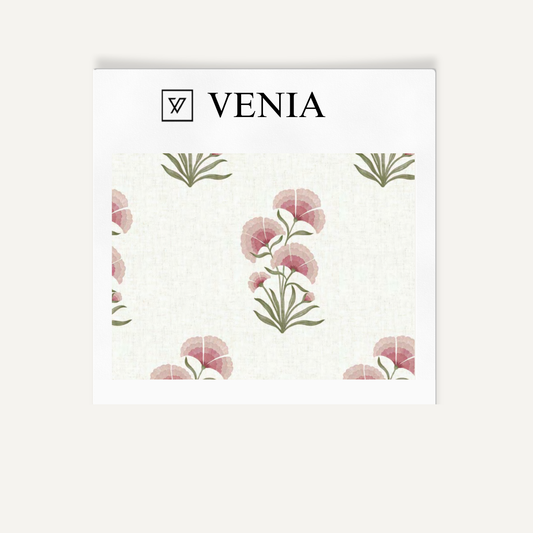 Pink pansy cluster upholstery fabric swatch by Venia Home