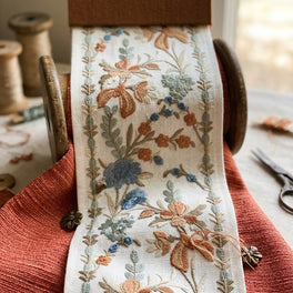 Paradise Garden Orange Embroidered Trim
