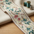 Pink paradise garden embroidered trim swatch by Venia Home