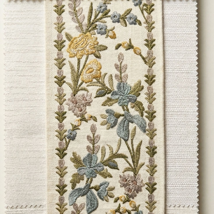 Yellow paradise garden embroidered trim styled detail