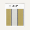 Muted yellow and grey parallel stripe upholstery fabric swatch by Venia Home