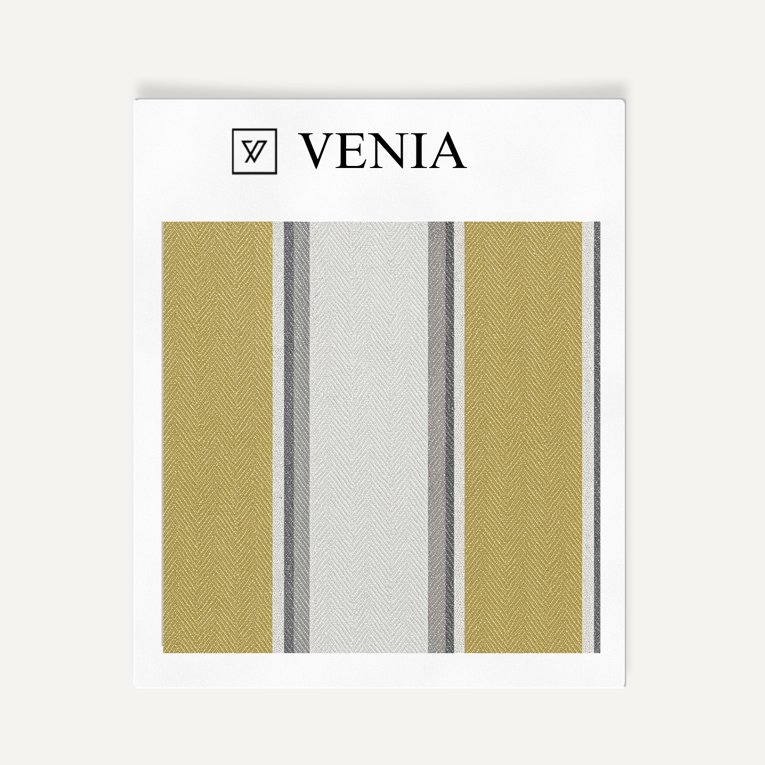Muted yellow and grey parallel stripe upholstery fabric swatch by Venia Home