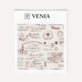 Redwood Parisian script upholstery fabric swatch by Venia Home
