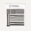 Ivory and black patch stripes upholstery fabric swatch by Venia Home