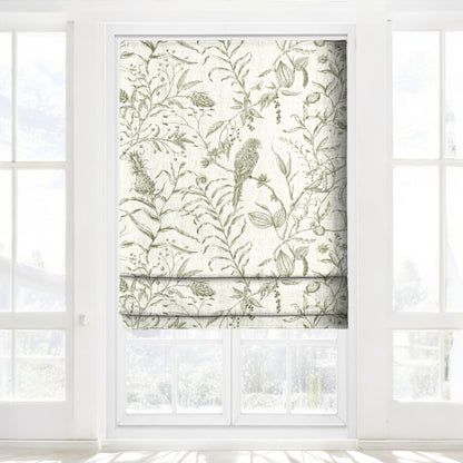 Olive green Perch and Plume fabric as blinds