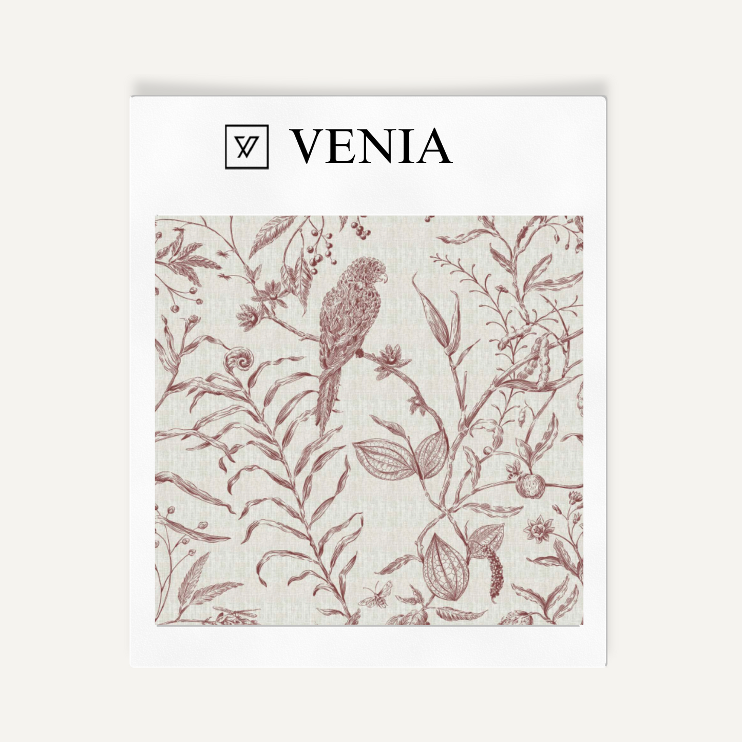 Redwood Perch and Plume upholstery fabric swatch by Venia Home