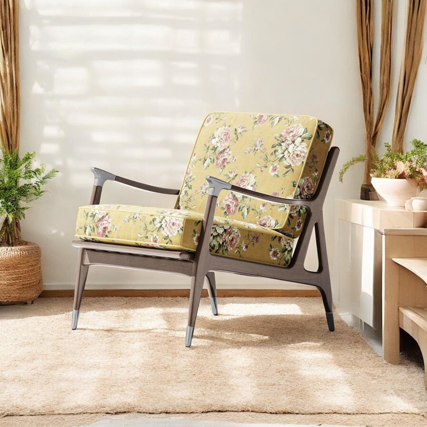 Yellow petal palette fabric as curtain