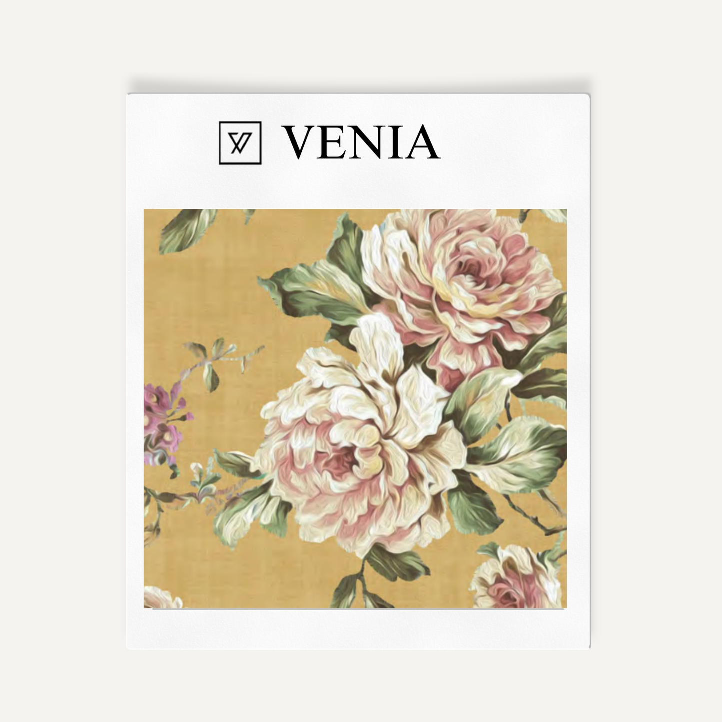 Yellow petal palette upholstery fabric swatch by Venia Home