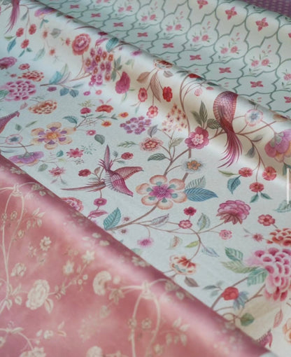Petal song, Jasmine medley and Neerja floral fabric styled together