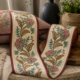 Pink Rose Embroidered Trim