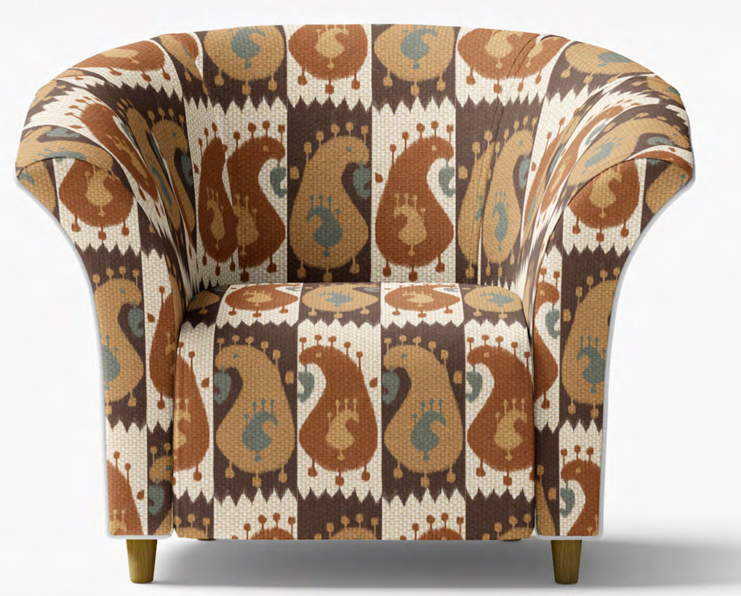 Close-up detail of tonal brown playful paisley fabric