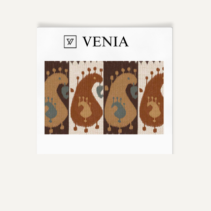 Tonal brown playful paisley upholstery fabric swatch by Venia Home