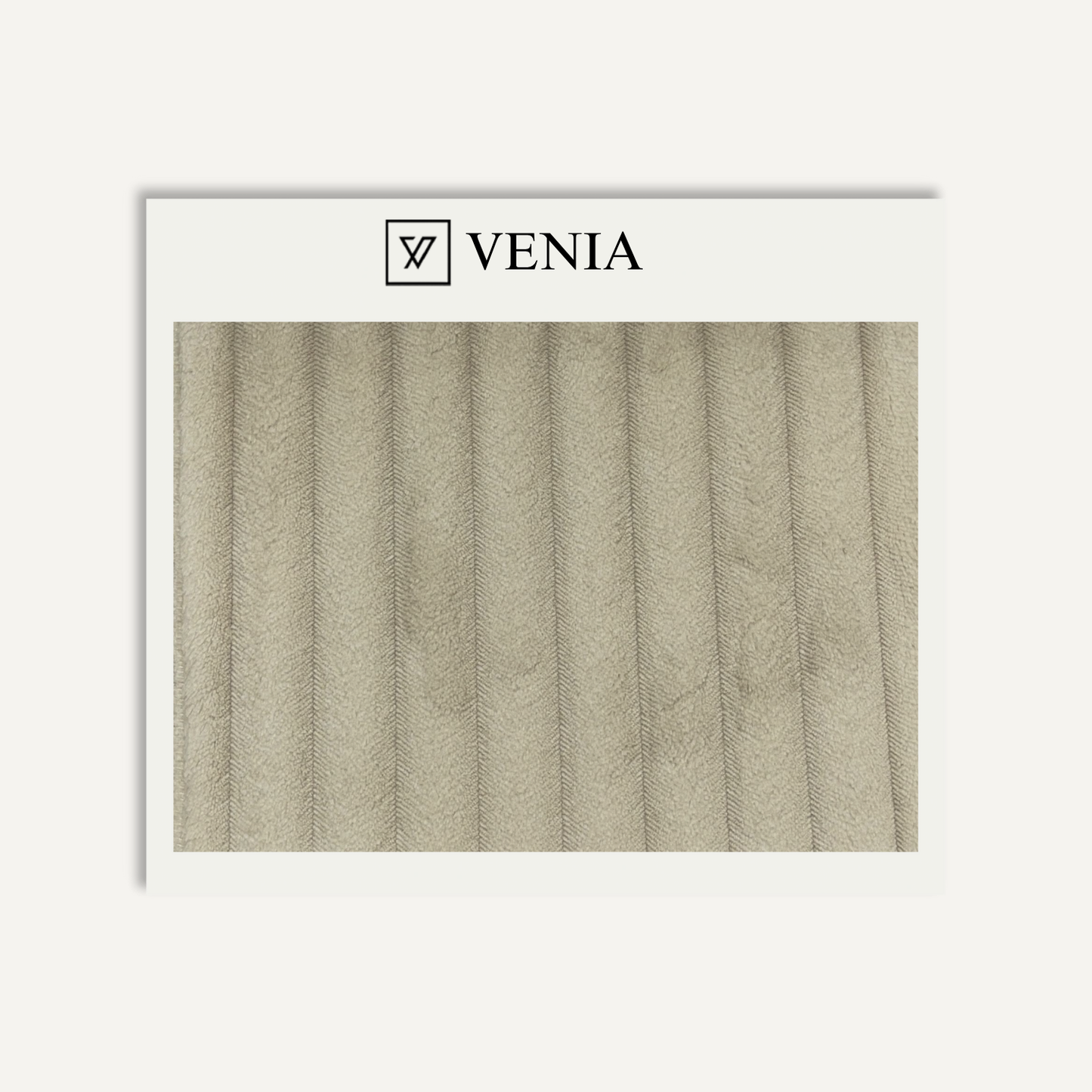 Beige plush ridges faux fur upholstery fabric swatch by Venia Home