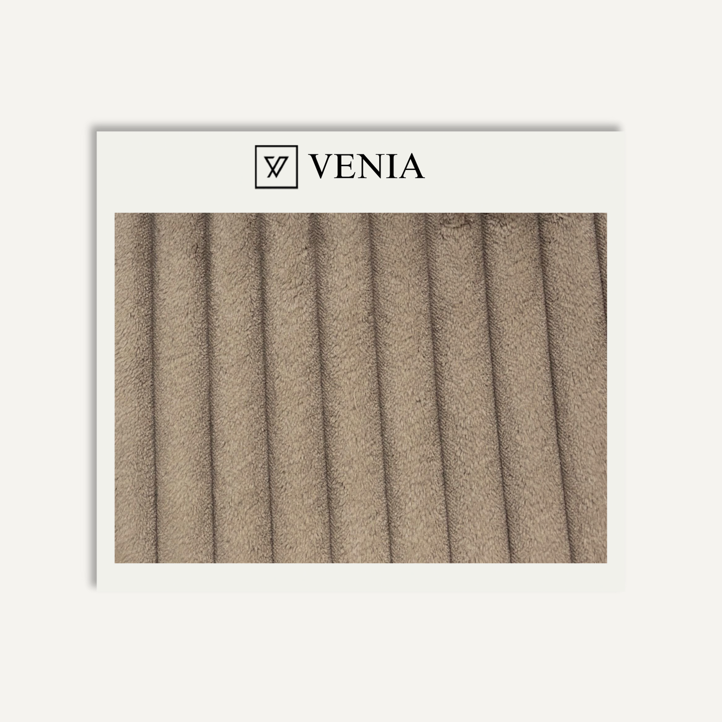 Taupe plush ridges faux fur upholstery fabric swatch by Venia Home