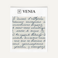 Midnight blue Poet's Letter upholstery fabric swatch by Venia Home